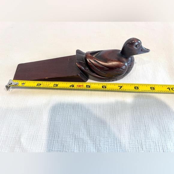 Vintage Froelich Wooden Duck Door Stop Jam Stay Wedge Hand Crafted Mahogany - Picture 5 of 8